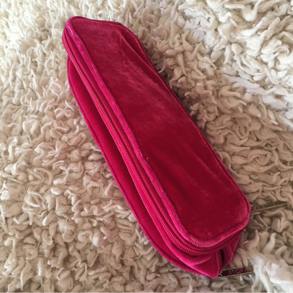 Clinique velvet velour fuzzy Barbie pink fuschia makeup pencil case organizer - Picture 4 of 9